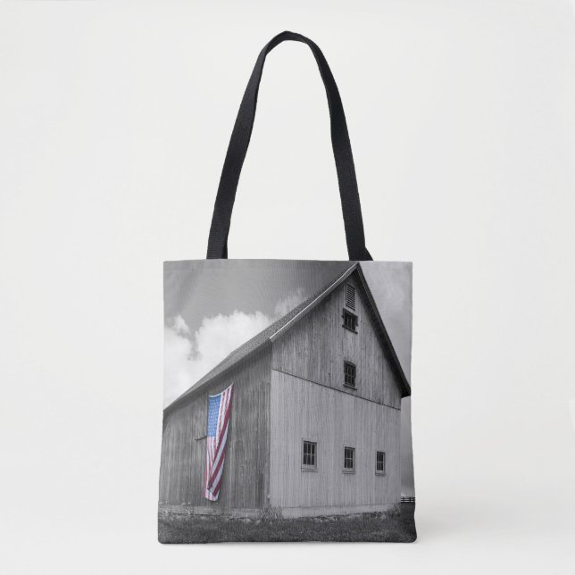 Flags of Our Farmers - Barn with American Flag Tote Bag (Front)