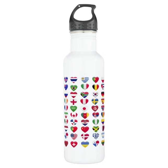 Flags of the countries heart shape 710 ml water bottle (Front)