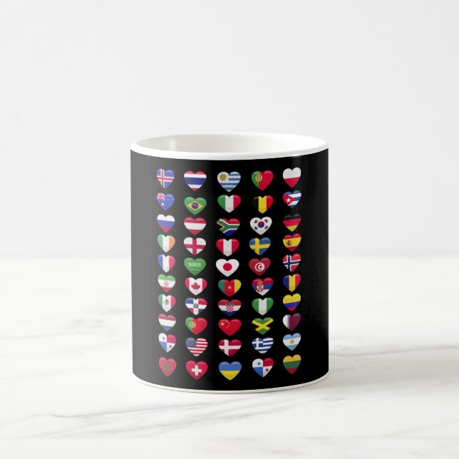 Flags of the countries heart shape coffee mug (Center)