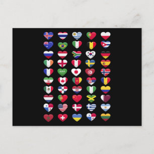 Flags of the countries heart shape postcard