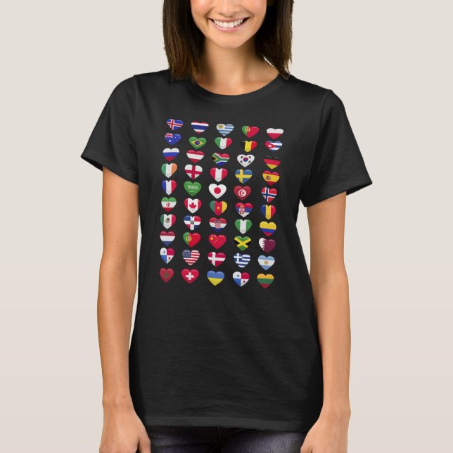 Flags of the countries heart shape T-Shirt (Front)