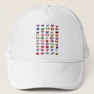 Flags of the countries heart shape trucker hat