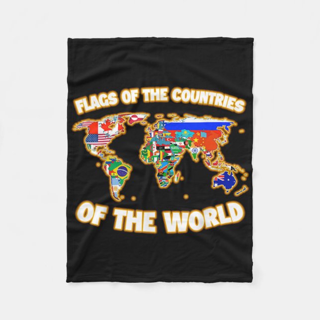Flags Of The Countries Of The World Map Internatio Fleece Blanket (Front)