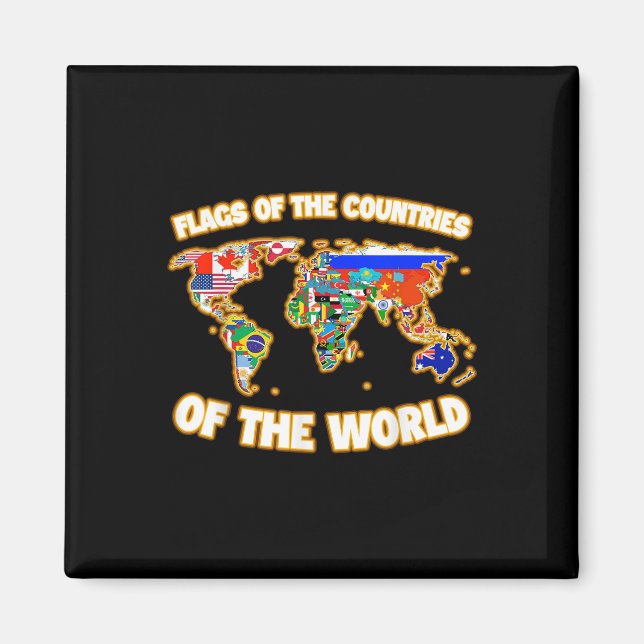 Flags Of The Countries Of The World Map Internatio Magnet (Front)