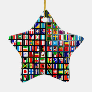 Flags of the world ceramic tree decoration