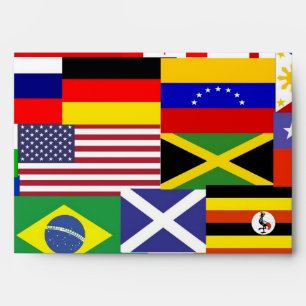Flags of the world collage envelopes