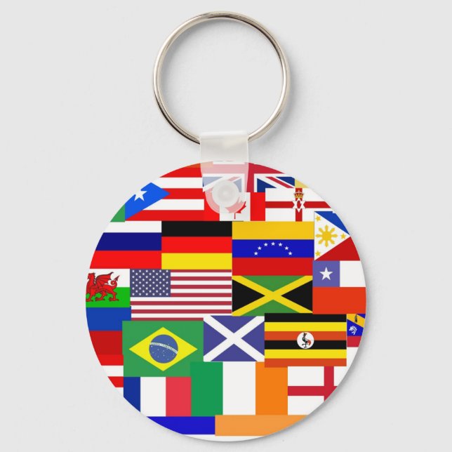 Flags of the world collage key ring (Front)