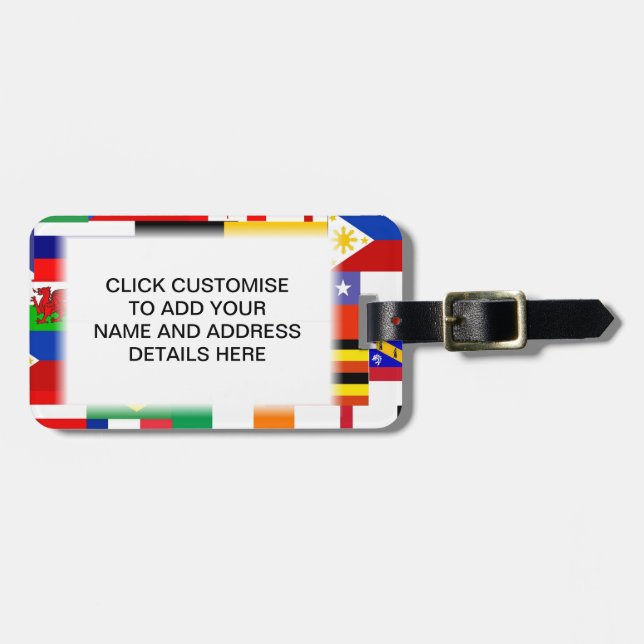 Flags of the world collage luggage tag (Front Horizontal)