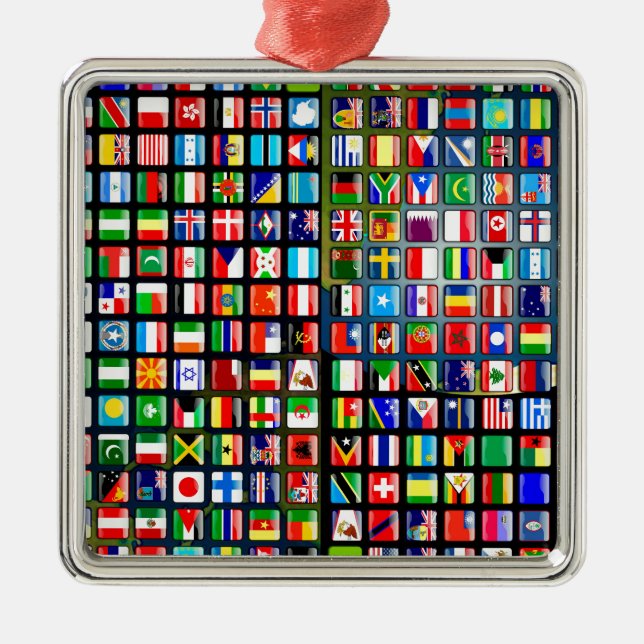 Flags of the world metal tree decoration (Front)