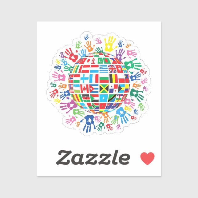 Flags of the World with Colourful Handprints (Sheet)