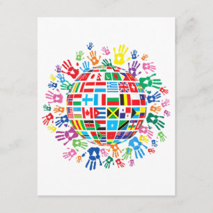 Flags of the World with Colourful Handprints Enclosure Card