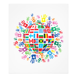 Flags of the World with Colourful Handprints Photo Print