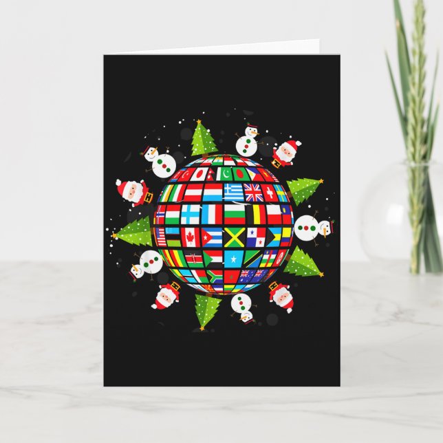 Flags Of The World, Xmas Around The Globe  Card (Front)