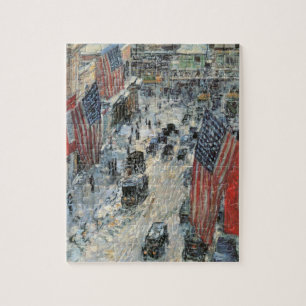 Flags on 57th Street by Frederick Childe Hassam Jigsaw Puzzle