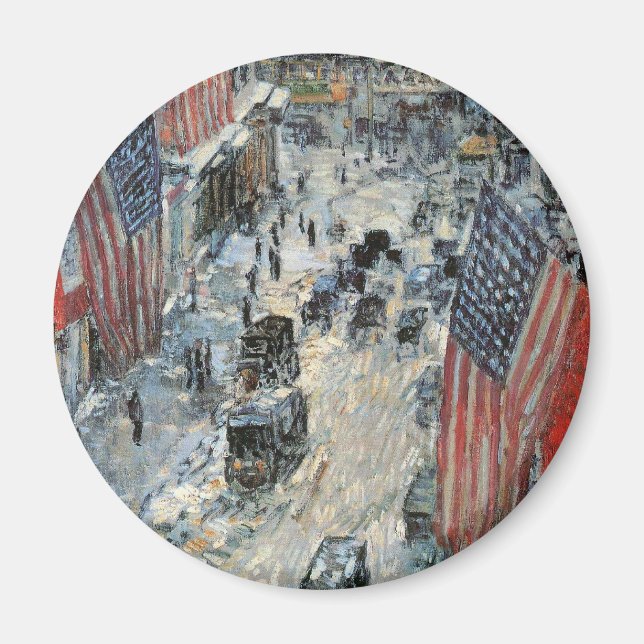 Flags on 57th Street by Frederick Childe Hassam Magnet (Front)