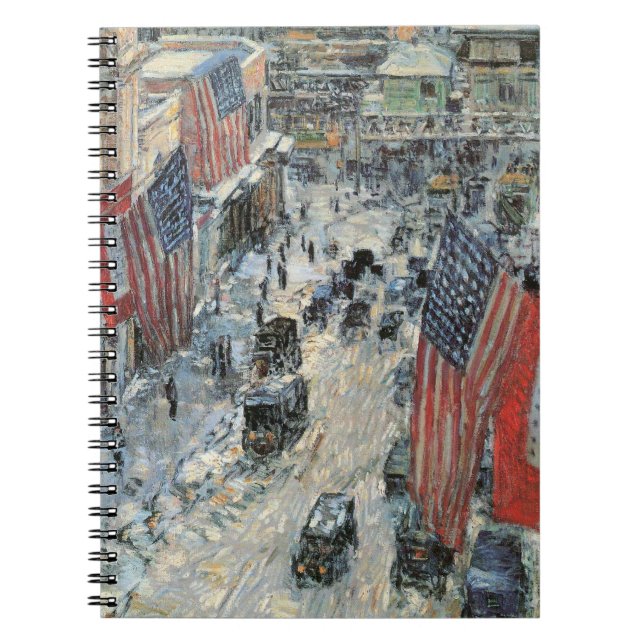 Flags on 57th Street by Frederick Childe Hassam Notebook (Front)