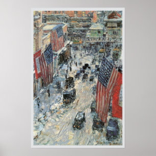 Flags on 57th Street by Frederick Childe Hassam Poster