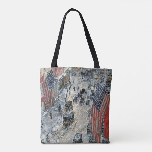 Flags on 57th Street by Frederick Childe Hassam Tote Bag (Back)