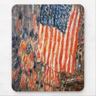 Flags on the Waldorf by Childe Hassam. Fine Art Mouse Mat