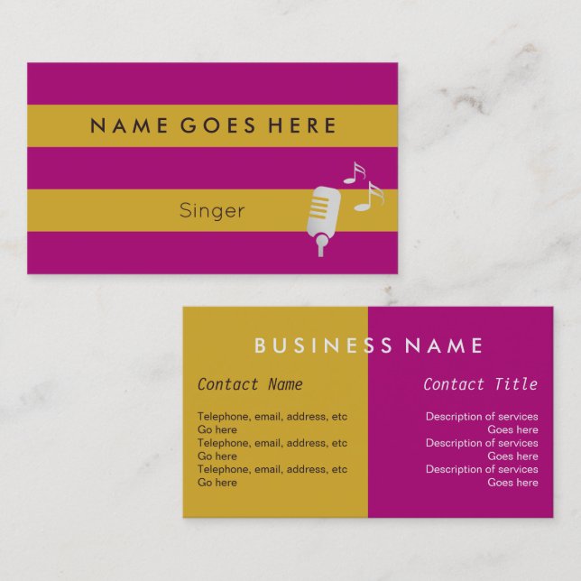 "Flags" Professional Singer Business Cards (Front/Back)