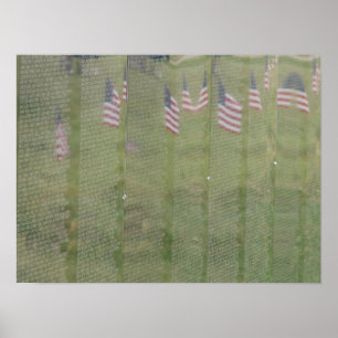 Flags Reflected on the Wall Poster