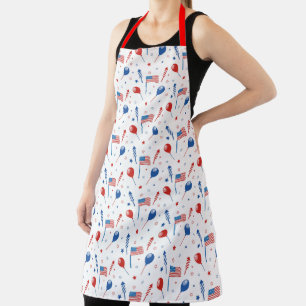 Flags Rockets balloons and stars 4th of July Apron