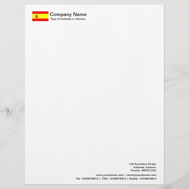 Flags - Spain Customized Letterhead (Front)