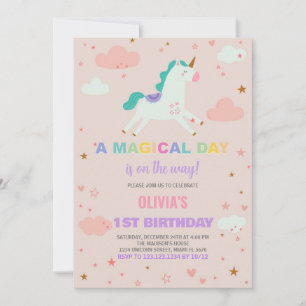Flags Unicorn Birthday Invitations