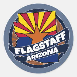 Flagstaff Arizona flag burst round stickers