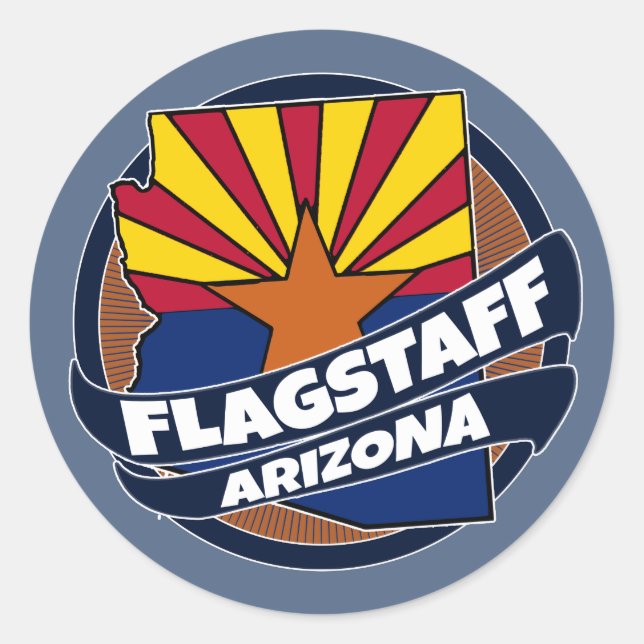 Flagstaff Arizona flag burst round stickers (Front)