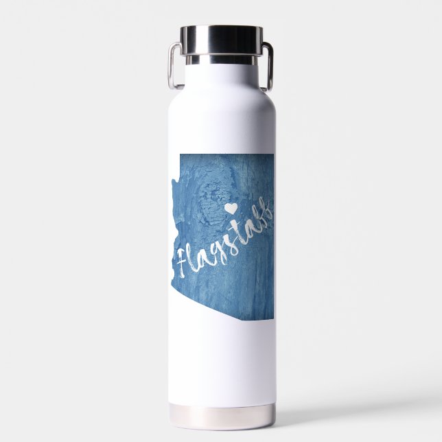 Flagstaff Arizona Wood Grain Water Bottle (Front)