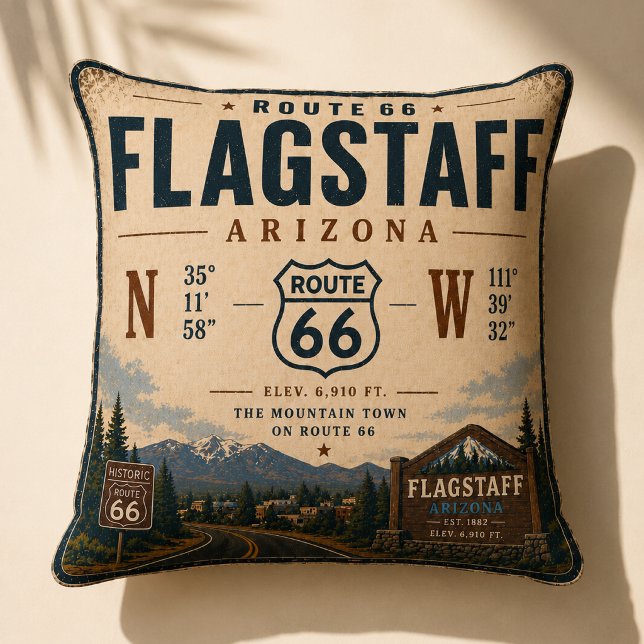 Flagstaff Route 66 Coordinates Cabin  Cushion (Creator Uploaded)