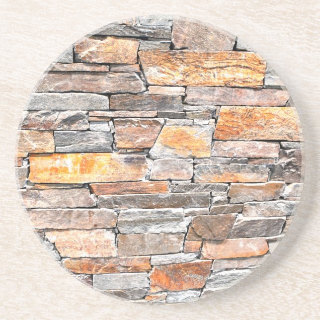 Flagstone natural tone stone pattern bricks  coaster (Front)