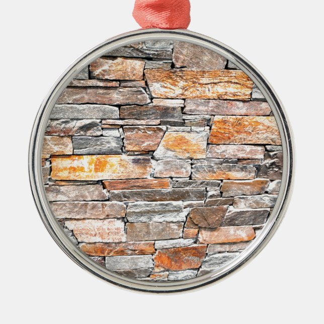 Flagstone natural tone stone pattern bricks  metal tree decoration (Front)