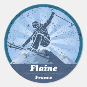 Flaine Ski resort - Skiing Classic Round Sticker