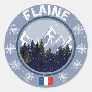 Flaine Ski Station Classic Round Sticker