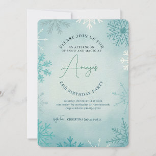 Flakes Frame Winter Birthday Bash Invitation