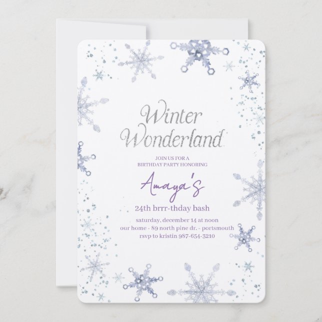 Flakes Frame Winter Birthday Bash Invitation (Front)