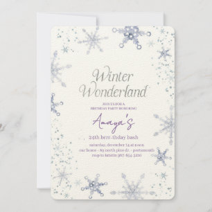 Flakes Frame Winter Birthday Bash Invitation