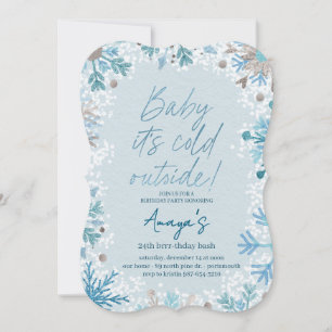 Flakes Frame Winter Birthday Bash Invitation