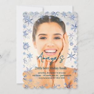 Flakes Frame Winter Birthday Bash Invitation