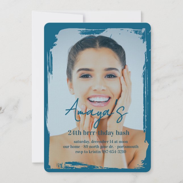 Flakes Frame Winter Birthday Bash Invitation (Front)