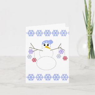 Flakey Snowman with Snowflake Ornaments Holiday Card