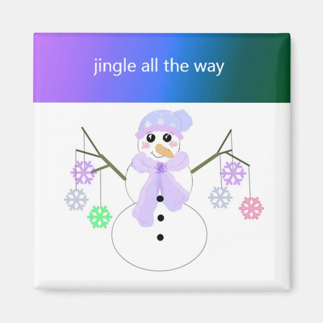 Flakie Snowman with Snowflakes Magnet (Front)