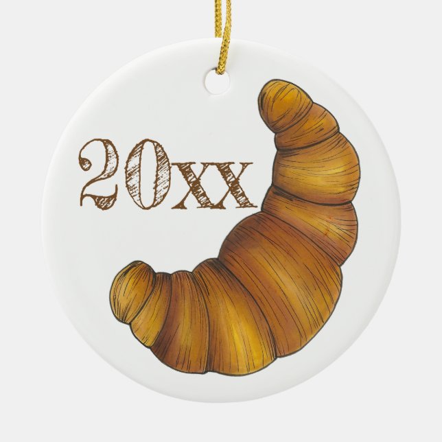 Flaky Buttery Croissant French Pastry Foodie Ceramic Tree Decoration (Front)