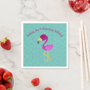 Flamazing Birthday Flamingo  Napkin