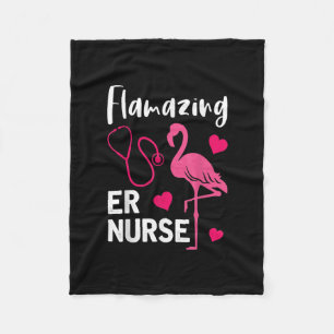 Flamazing Flamingo ER Nurse Emergency Nurse Gift Fleece Blanket