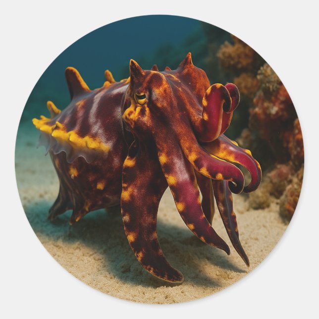 Flamboyant Cuttlefish Classic Round Sticker (Front)