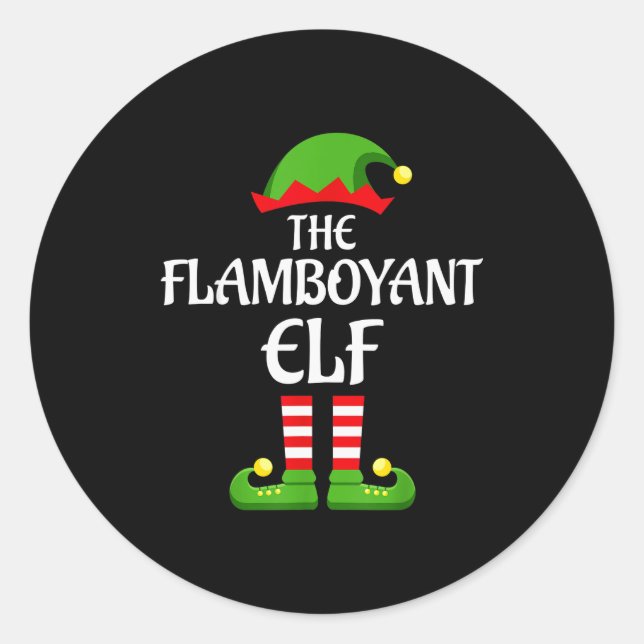 Flamboyant Elf Family Matching Group Christmas  Classic Round Sticker (Front)