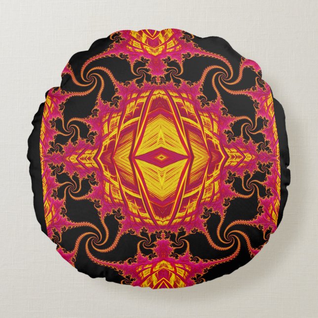 Flamboyant fractal round cushion (Front)